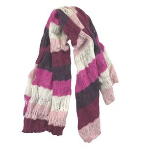 Missoni Scarf Wrap Women's One Size Pink Striped Luxury Italy Fringe Knit Shawl